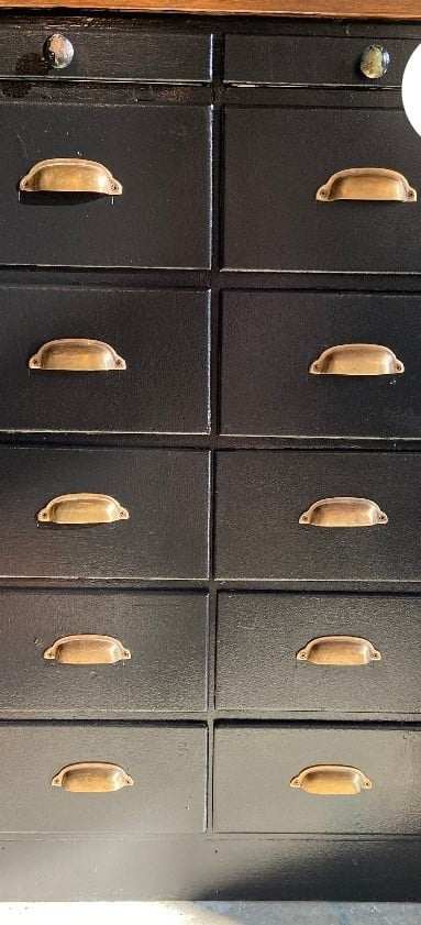 10 Ant Style Solid Brass Apothecary Cup Drawer Bin Pull Handles 3-3/8" cntr #A19