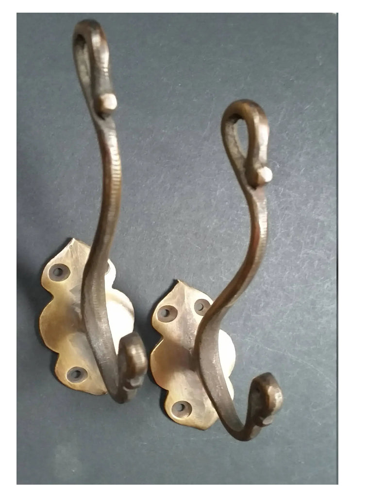 2 Large Art Nouveau Coat, Hat, Towel, Hall Tree Hooks,kitchen,bathroom 5 1/2" #C11