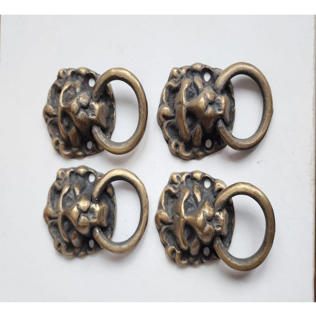 2 Antique Style Brass Lion Head Ring Pulls Handles, Knobs,Door Knockers#H13