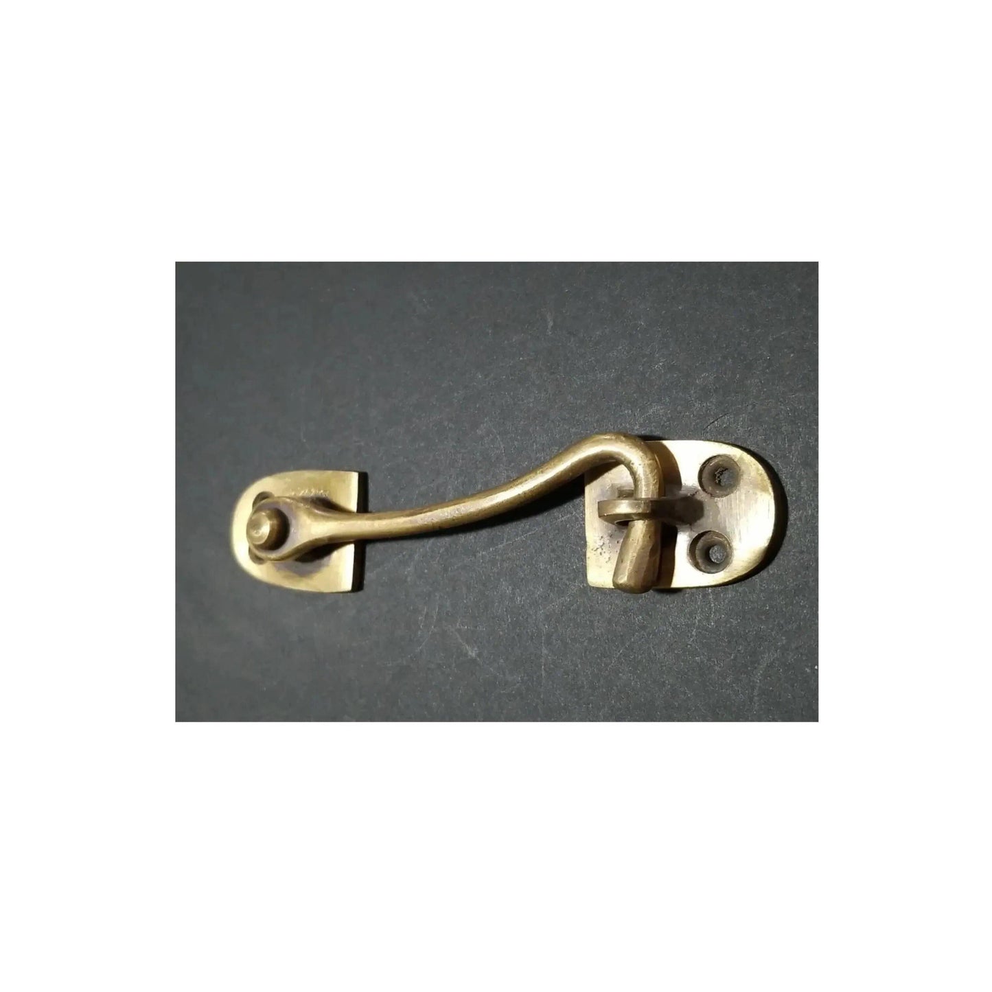 Solid Brass Cabinet, Door, Gate, Shutter, Window, Hook Latch Lock 4-1/2"w. #X25