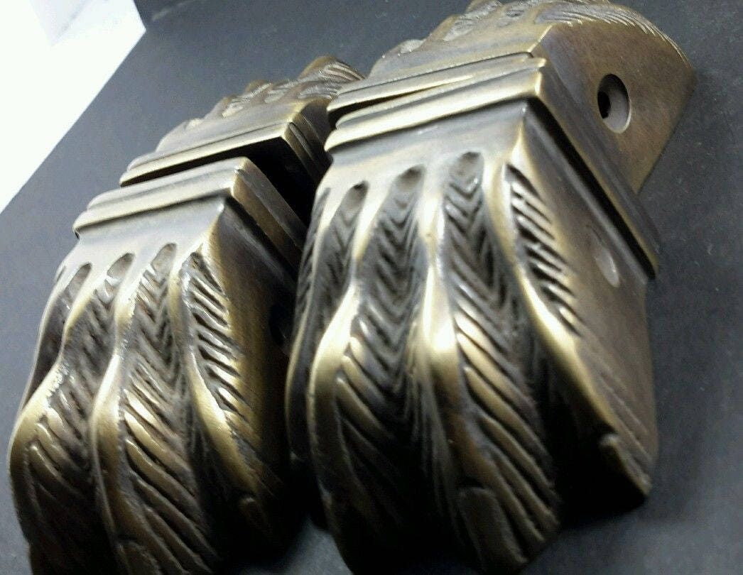 4 x Antique Style Solid Brass Duncan Phyfe Table Legs Lion Feet FOOT CAPS ARCHITECTURAL, handmade #X8 Please Measure sizing in description.