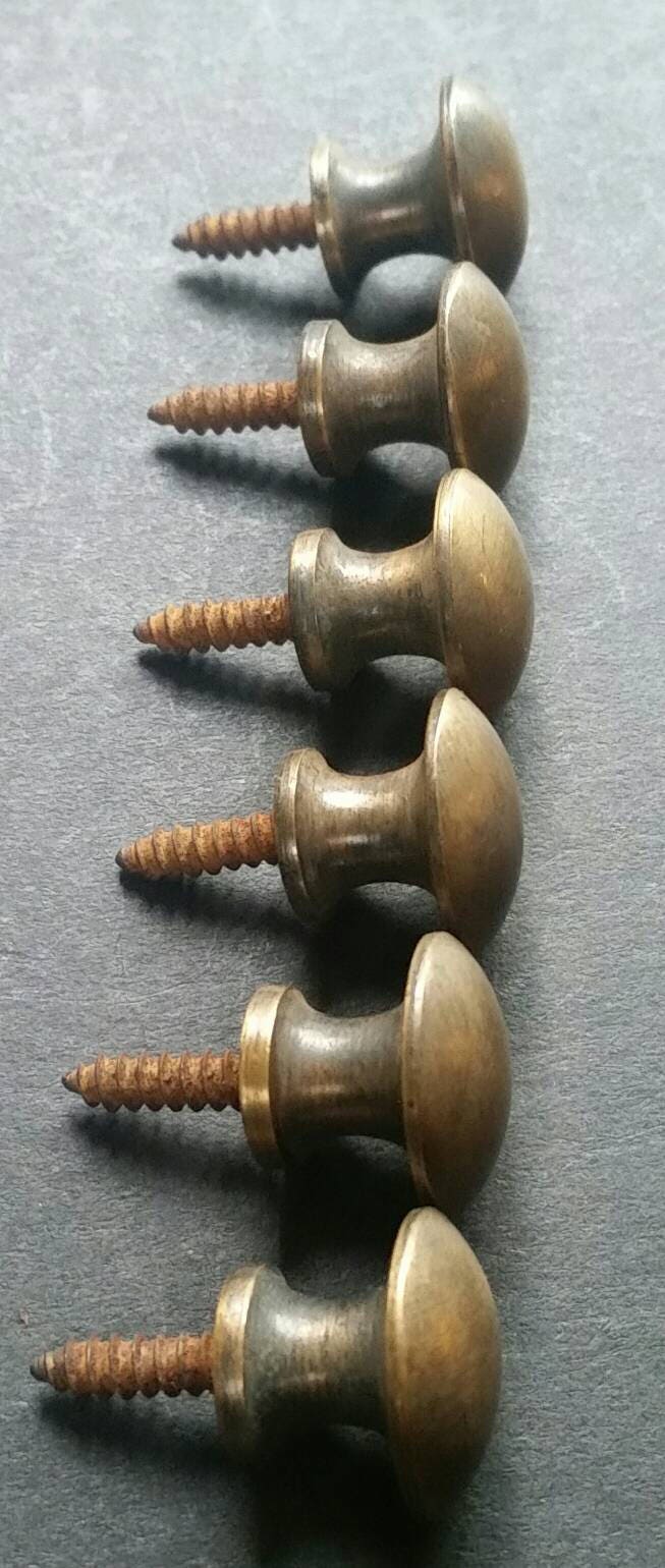8 x SMALL Antique Vintage Style Barrister Bookcase Small Knobs Pulls, Handles 5/8" dia Solid Brass, Macey Globe Wernicke bookcase knob #K2