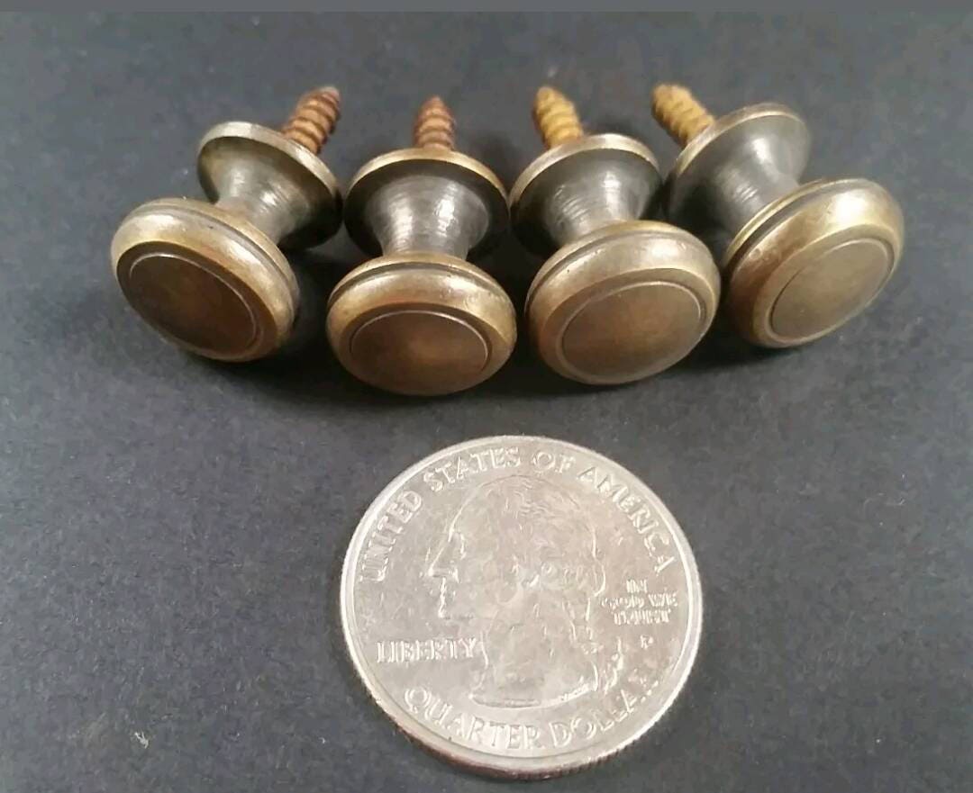 6 x Solid Brass SMALL Stacking Barrister Bookcase 1/2"dia Knobs drawer Pulls.Unlaquered.#K18