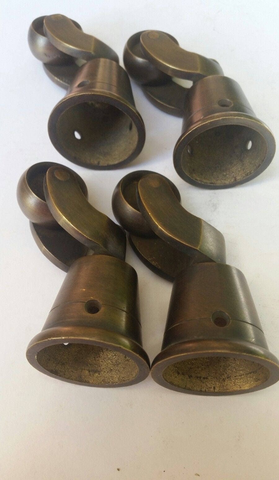 Set 4 Vintage Style Solid Brass Strong Swivel Caster Wheels, Furniture Wheels Brass Round Cap #W3.Unlaquered.