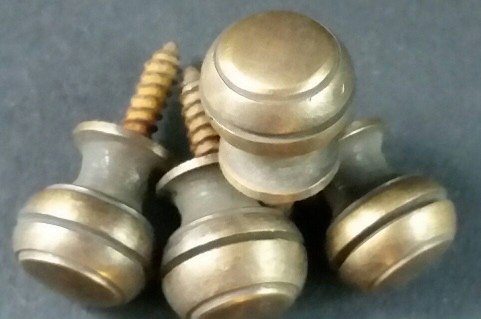 4 x Solid Brass SMALL Stacking Barrister Bookcase 7/16"dia Knobs drawer Pulls Unlaquered #KK