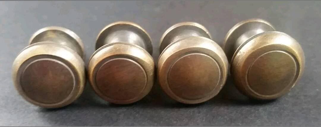 4 x Solid Brass SMALL round knobs, Stacking Barrister Bookcase 1/2"dia Knobs drawer Tall.Unlaquered. #K18
