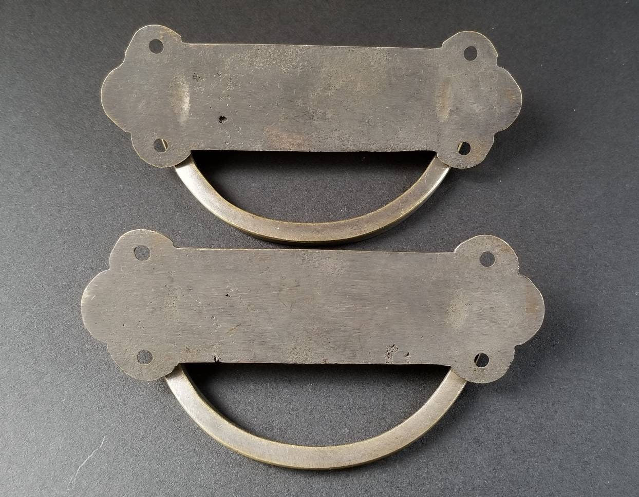 1 x Antique Style Solid Brass Dresser, Tool Chest, Trunk Handles, Pulls, Drop Handle, Trap Door, Toolbox 4-1/8" .unlaquered.#P19