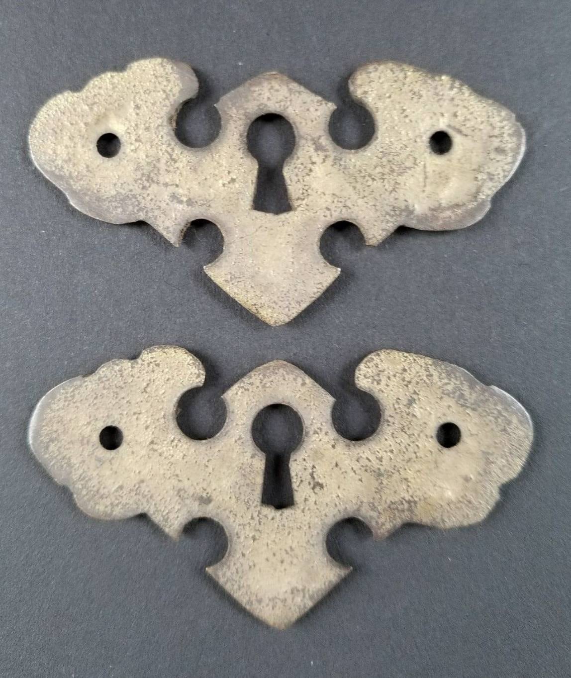 2 x Vintage Antique Style Ornate Brass Escutcheons, brass locks hole cover, lock Keyhole Covers, Doors and locks, 2 1/2" wide #E17