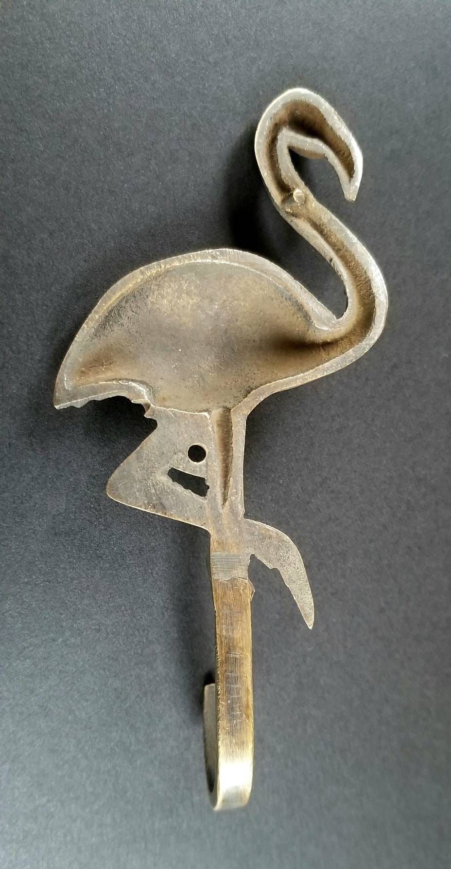 Flamingo Design Hook Strong Solid Brass HOOK Hanger Brass Coat Hat Towel Hanger,flamingo gift ideas,flamingo decor4-3/4"long.Unlaquered #C22
