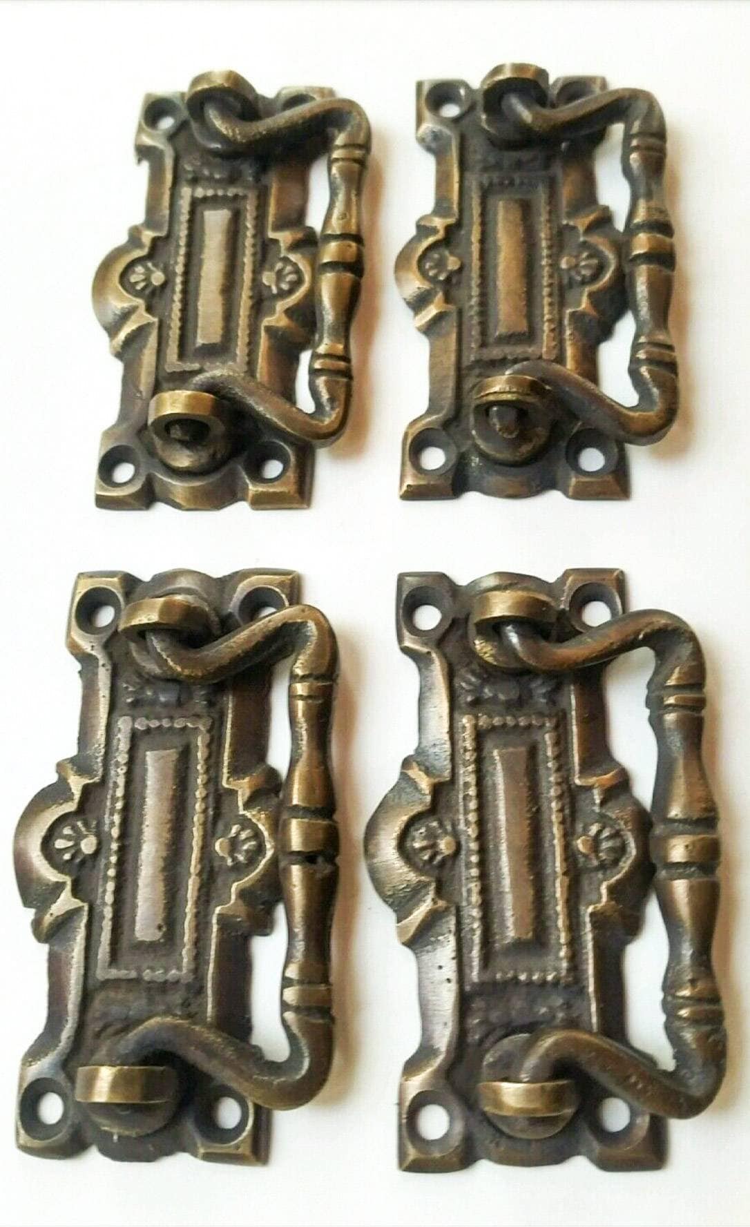 4 x Horizontal Victorian Antique Style Ornate Handles Cabinet Hardware, Furniture Pulls 2-5/16" wide #H35