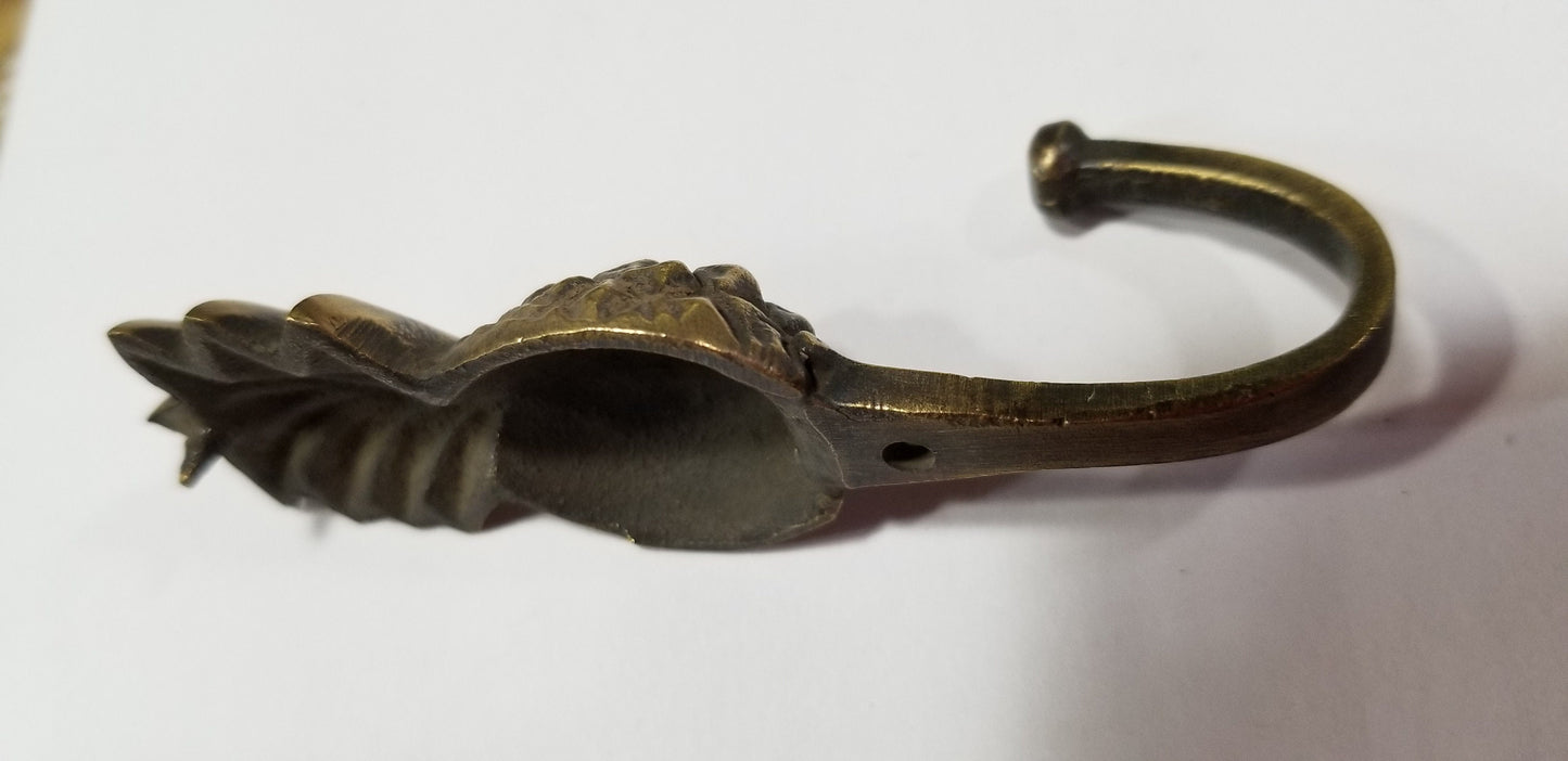 2 x Vintage Style PINEAPPLE Fruit Strong HOOK Hanger Brass Coat Hat Hanger 3" #C21