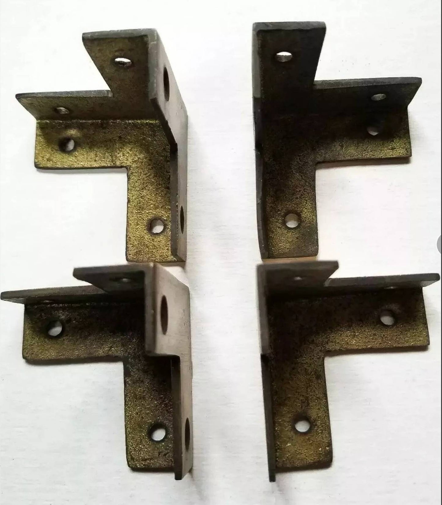 4 x Rare Square Antique Style Industrial Solid Brass Box Chest Corner Bracket, Brace Embellishment .woodworking project. #X3