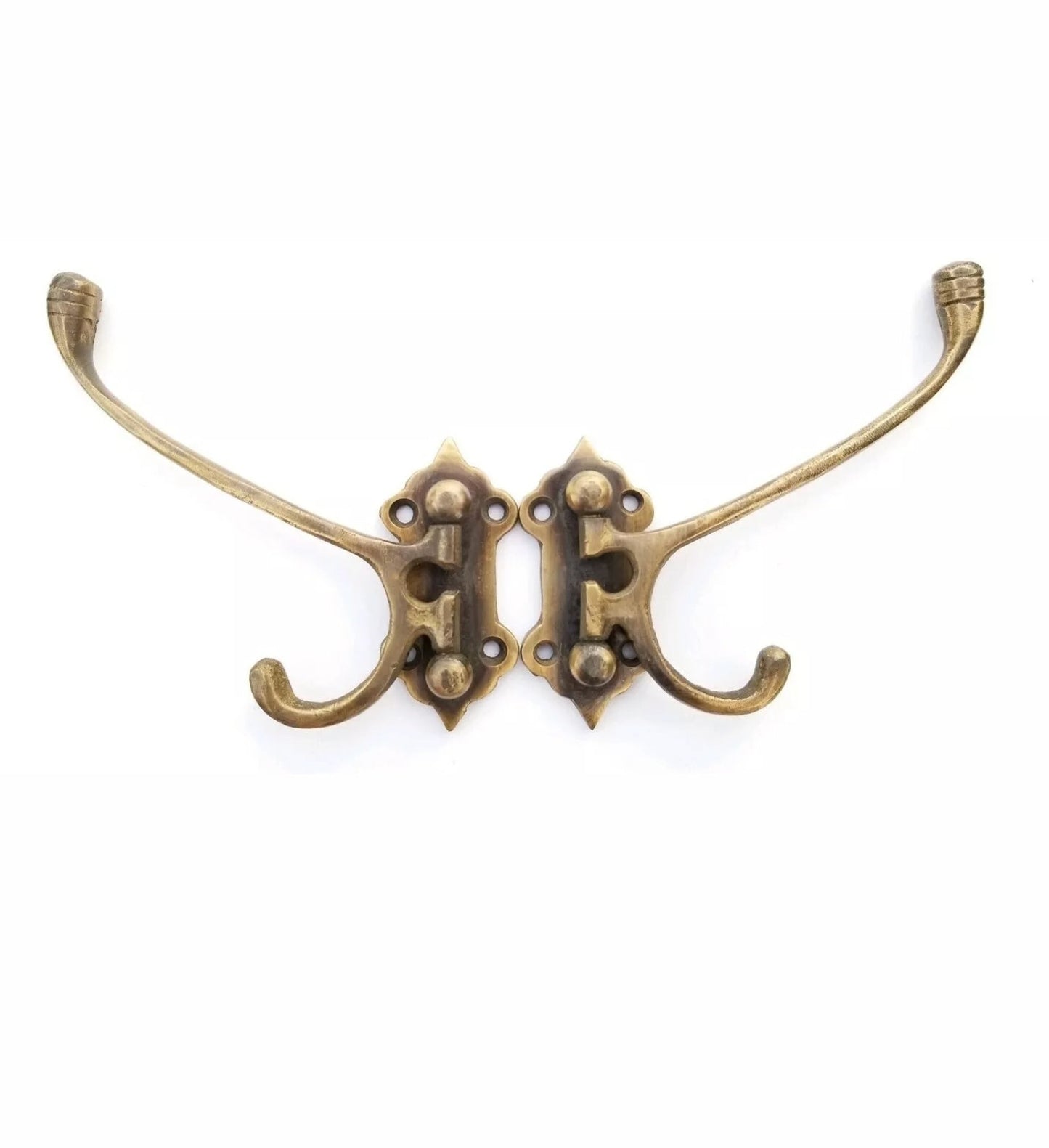 1 x Old Style Solid Brass Double Wall Mount 180 degree Swivel Coat Hat Towel Hooks #C24