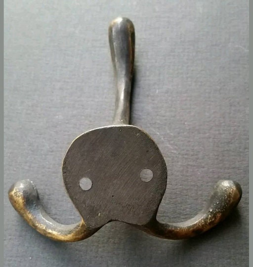 Antique style triple Coat Hat Towel Hooks Solid Brass bathroom hook. clothes coat peg Coat hook wall. approx 3-3/8" long.Unlaquered. #C2