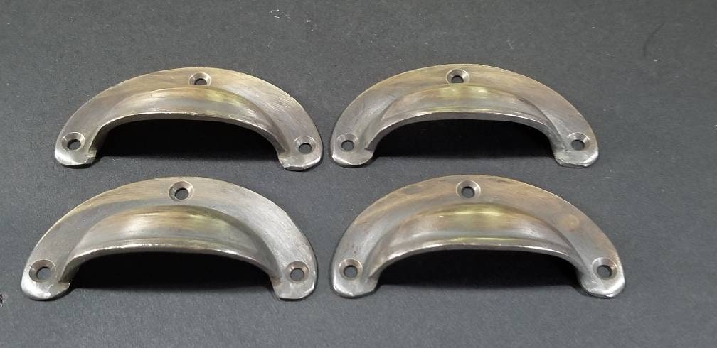 4 small Antique Bin Cup Pull Drawer Caboinet Handle Solid Brass 2-5/16"centers #A14