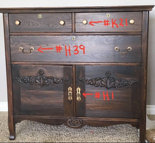 Cabinet Handles with Teardrop Pendant Pulls and Escutcheon Key Holes, Cabinet Handles,Furniture Hardware, solid Brass 3 3/4" long #H1