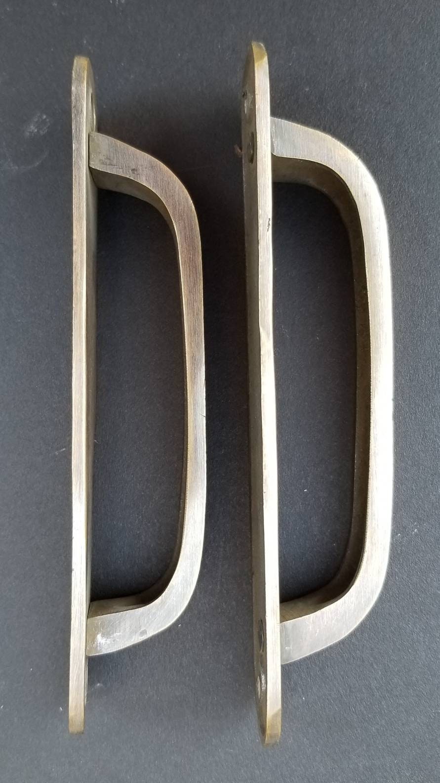 2 Antique Style Brass Trunk Handles strong, Cabinet, Tool Chest, Drawer Handles, Pulls Box Handles 4" centers (4-3/4" wide).Unlaquered. #P14