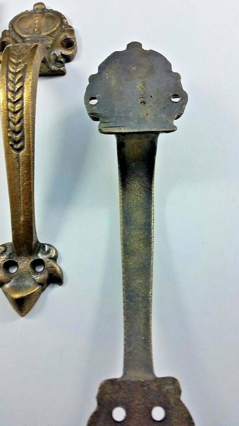 Solid Brass Vintage Antique Large Strong Cabinet Handle, Trunk Handle, Cabinet Hardware, Door Handle 6-3/4" tall #P10