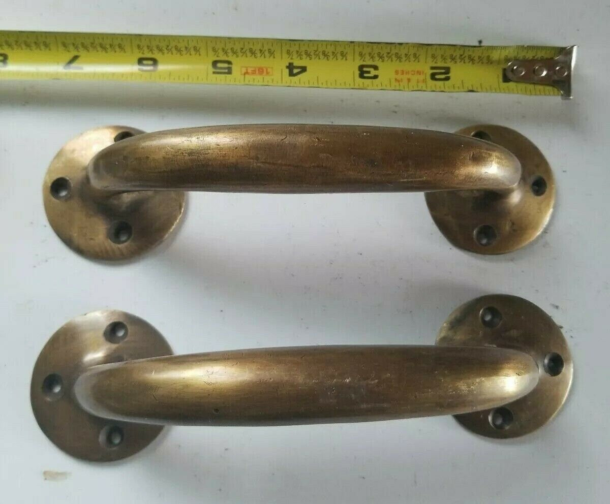 Heavy Antique Style Solid Brass Large Gate Cabinet Trunk Chest Door Handle 7" very strong #P23