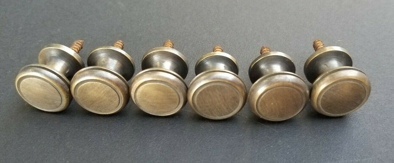 8 x SMALL Solid Brass Stacking Barrister Bookcase 5/8"dia Knobs drawer Pulls #K26
