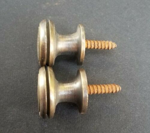 6 x SMALL Solid Brass antique style Stacking Barrister Bookcase 5/8"dia Knobs drawer Pulls.Unlaquered. #K26