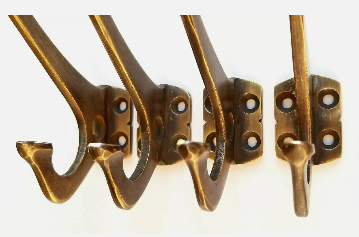 Set of 6 strong solid brass Arts and Crafts, Mission, Frank Lloyd Wright style hooks. For a coat tree, hat rack,towels,kitchen,washroom #C7
