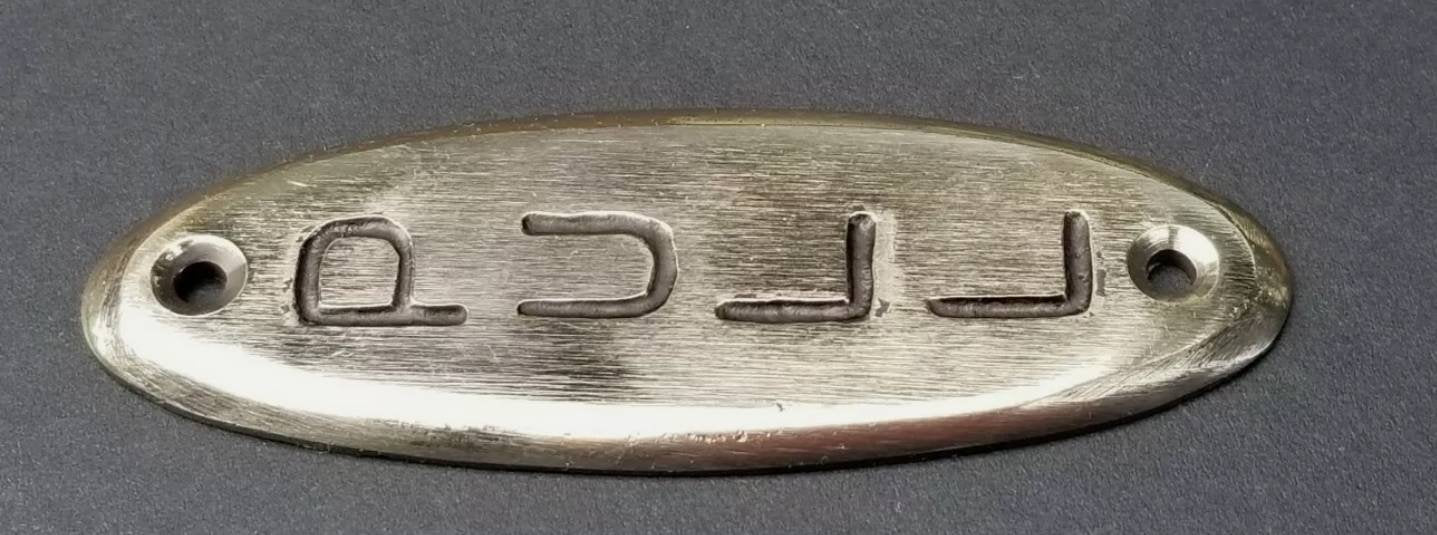 PULL Door or Bell sign Antique Style Art Deco POLISHED Solid Brass 4" #F13s