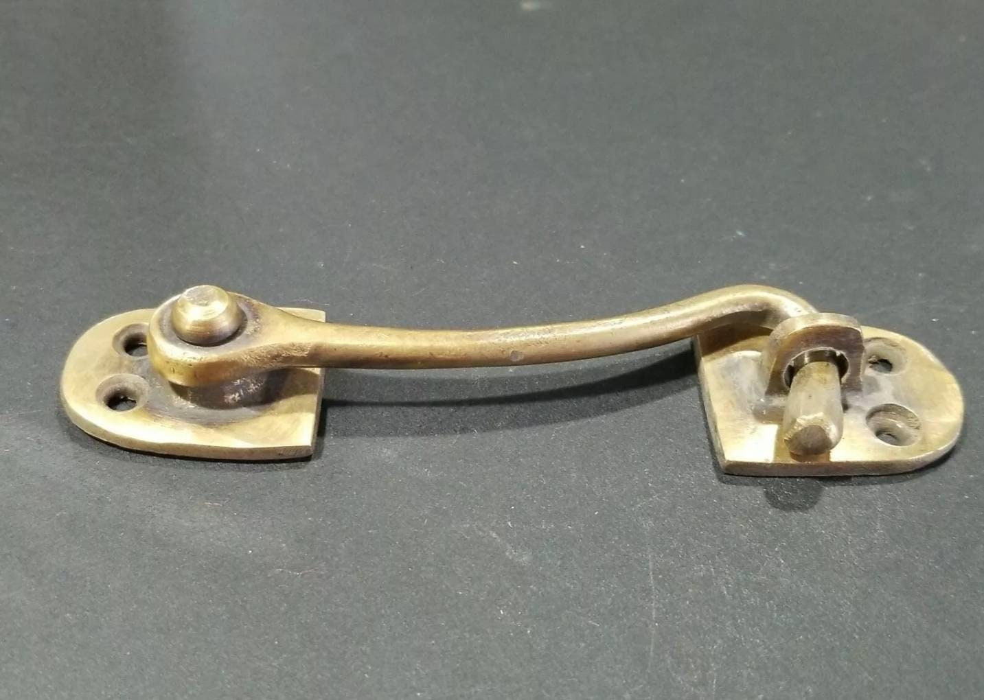 Solid Brass Cabinet, Door, Gate, Shutter, Window, Hook Latch Lock, Toggle hook 4-1/2"w. #X25