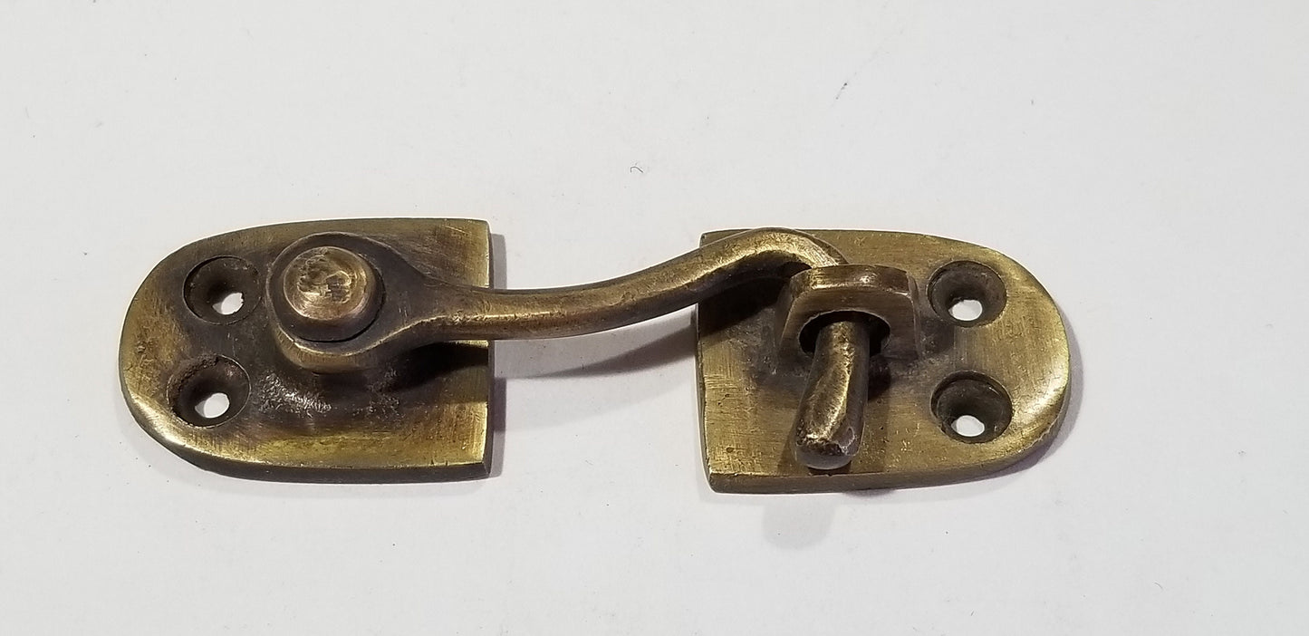 Solid Antique Style Cabin Door Gate Shutter Window Hook Bronze Brass 3-1/2" #X12