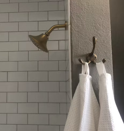 Set of 4 antique style tarnished solid brass triple Coat Hat Towel Hooks Solid Brass Bathroom Kitchen Clothes, Coat hook 3-3/8" tall .#C2.