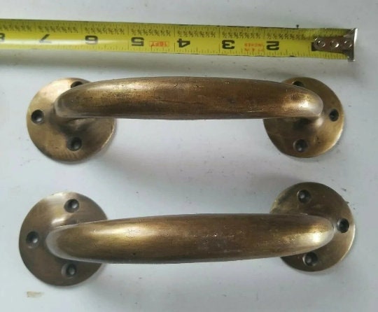 Heavy Ant. Style Solid Brass Lg Gate Cabinet Trunk Chest Door Handle 7" #P23