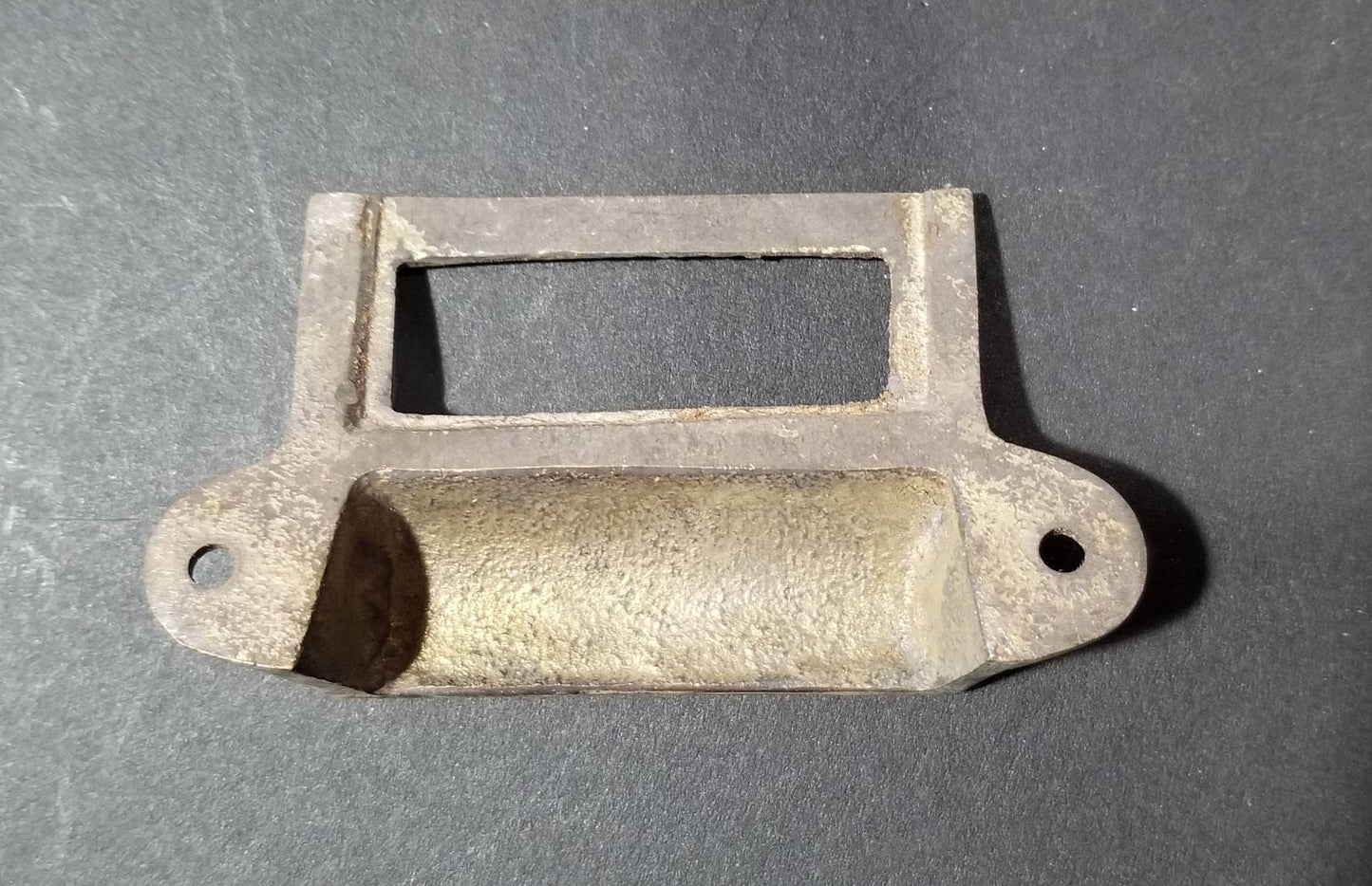 4 x Antique Vtg. Style Card File Cabinet Handle, File Label Holders with Cup Bin Pull, Organizing label windows 2-3/4" cntr (3-1/4"w) #A17