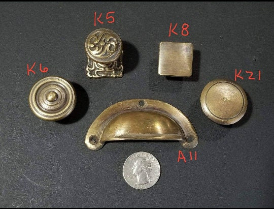 Small Antique Style Bin Cup Pull Drawer Cabinet Handle Solid Brass 2-1/2"cntr. #A11