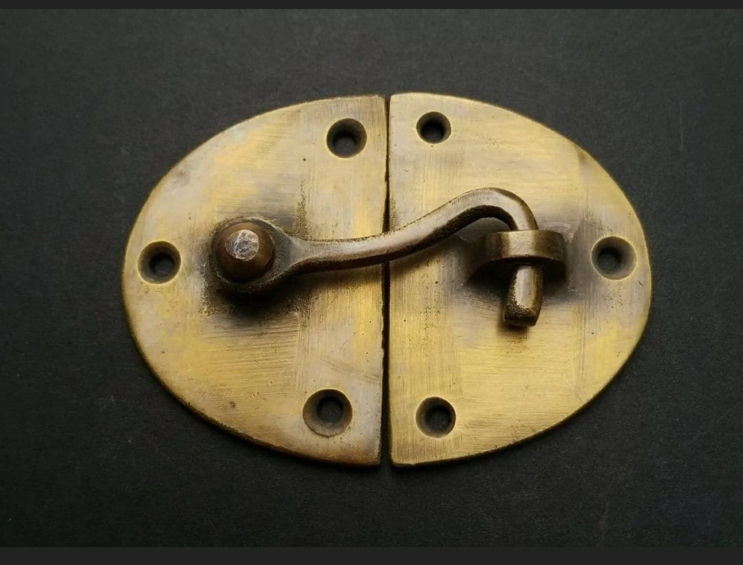 Cabin Cabinet Oval Door Latch Hook Solid Brass Hasp Lock Gate Window #X14