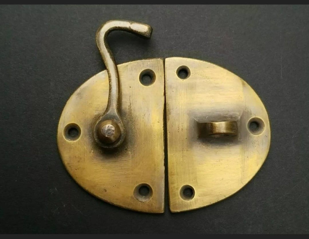 Cabin Cabinet Oval Door Latch Hook Solid Brass Hasp Lock Gate Window #X14