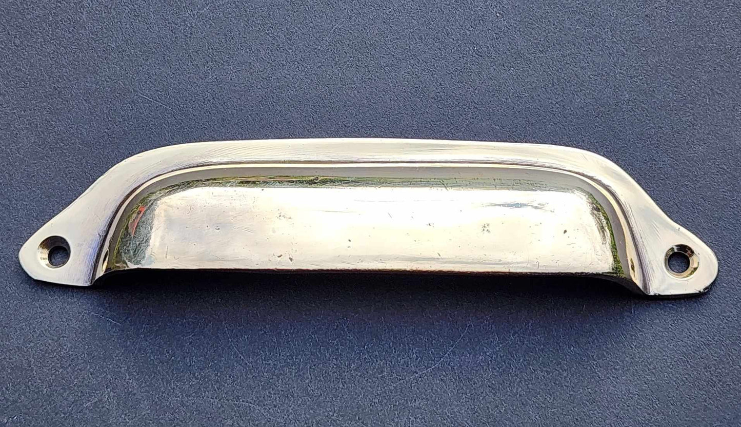 POLISHED Antique Style #A21s Solid Brass Apothecary Cup Drawer Cabinet Bin Pulls Handles 4-1/2" centers