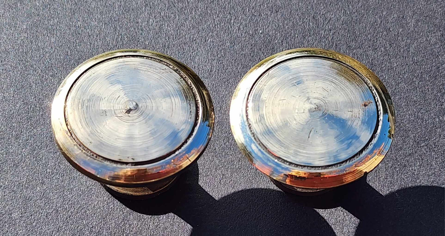 POLISHED Antique Style Solid Brass Cabinet Knob Cupboard Drawer Round Knob Pull Handle Furniture 1-3/16" dia. #K21s