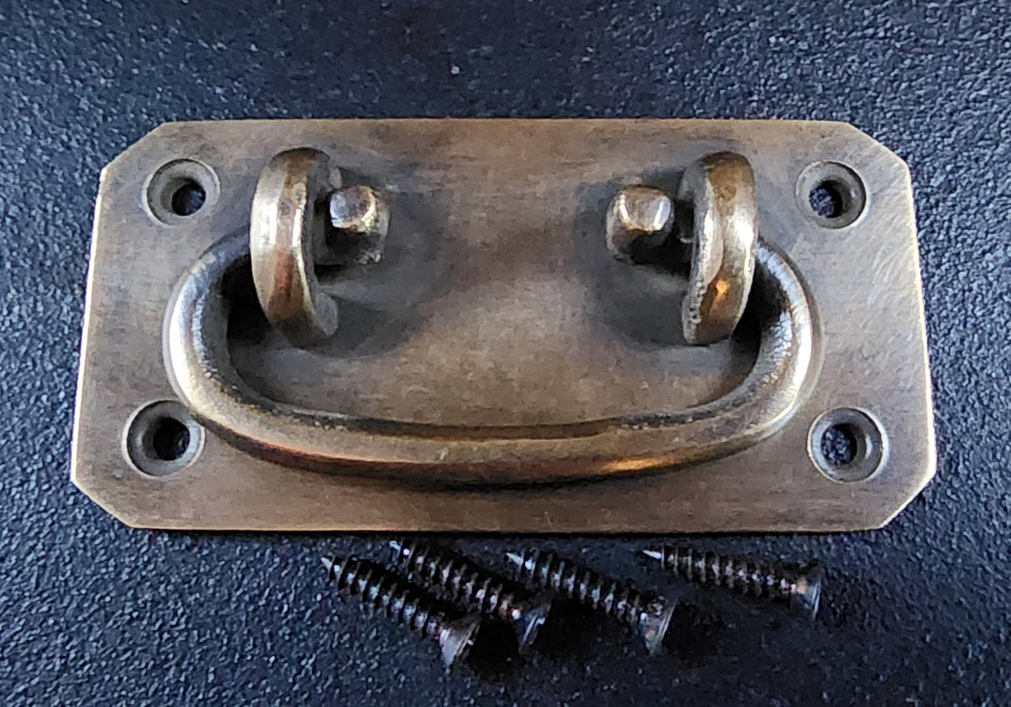 2 x antique style solid brass TRUNK PULL Drop Handle Trap Door Toolbox #P12