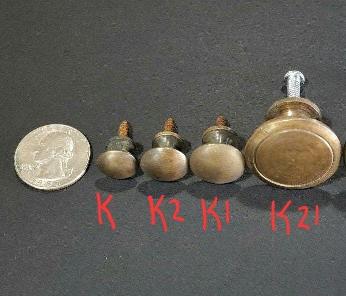 Solid Brass Round Knob, Cupboard, Drawer, Cabinet Knob, Pull Handle 1-1/4" dia. #K4