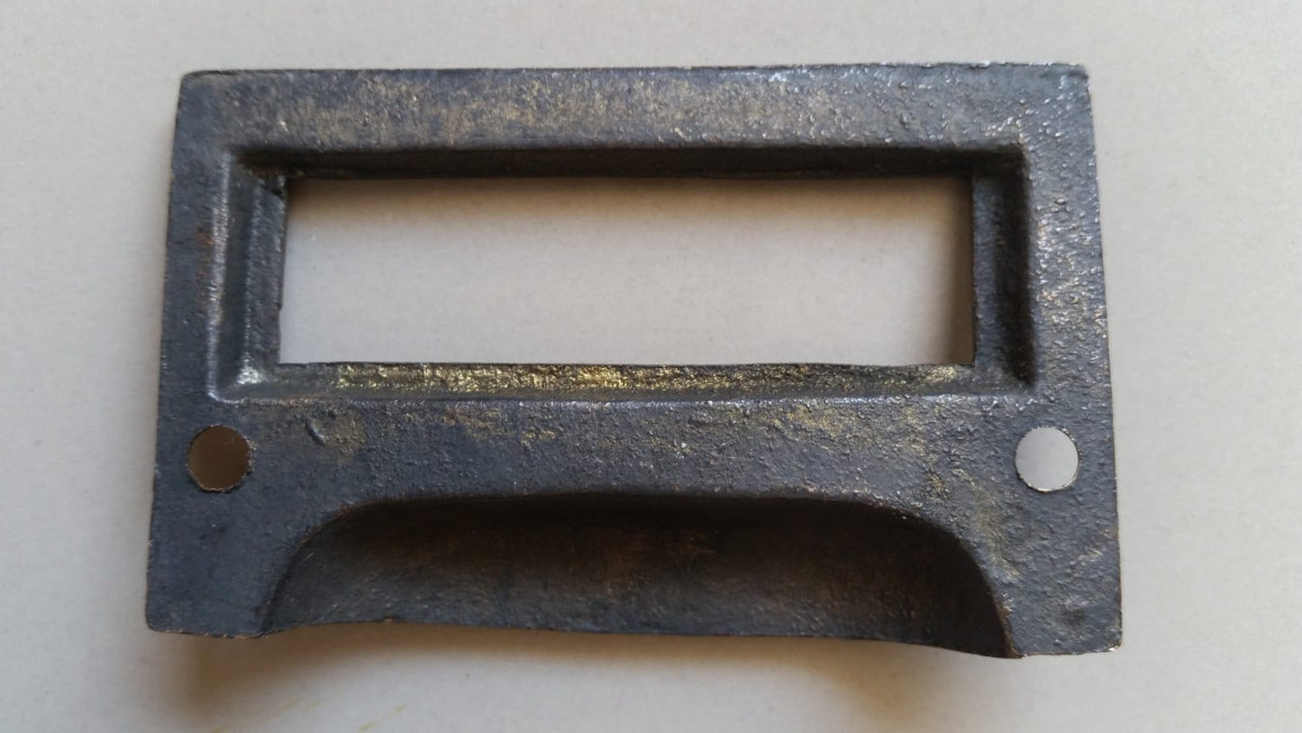 2 x Antique Vintage Style Card File Cabinet Handle, File Label Holders with Cup Bin Pull Handles, Organizing labels 2 3/4" wide #F1