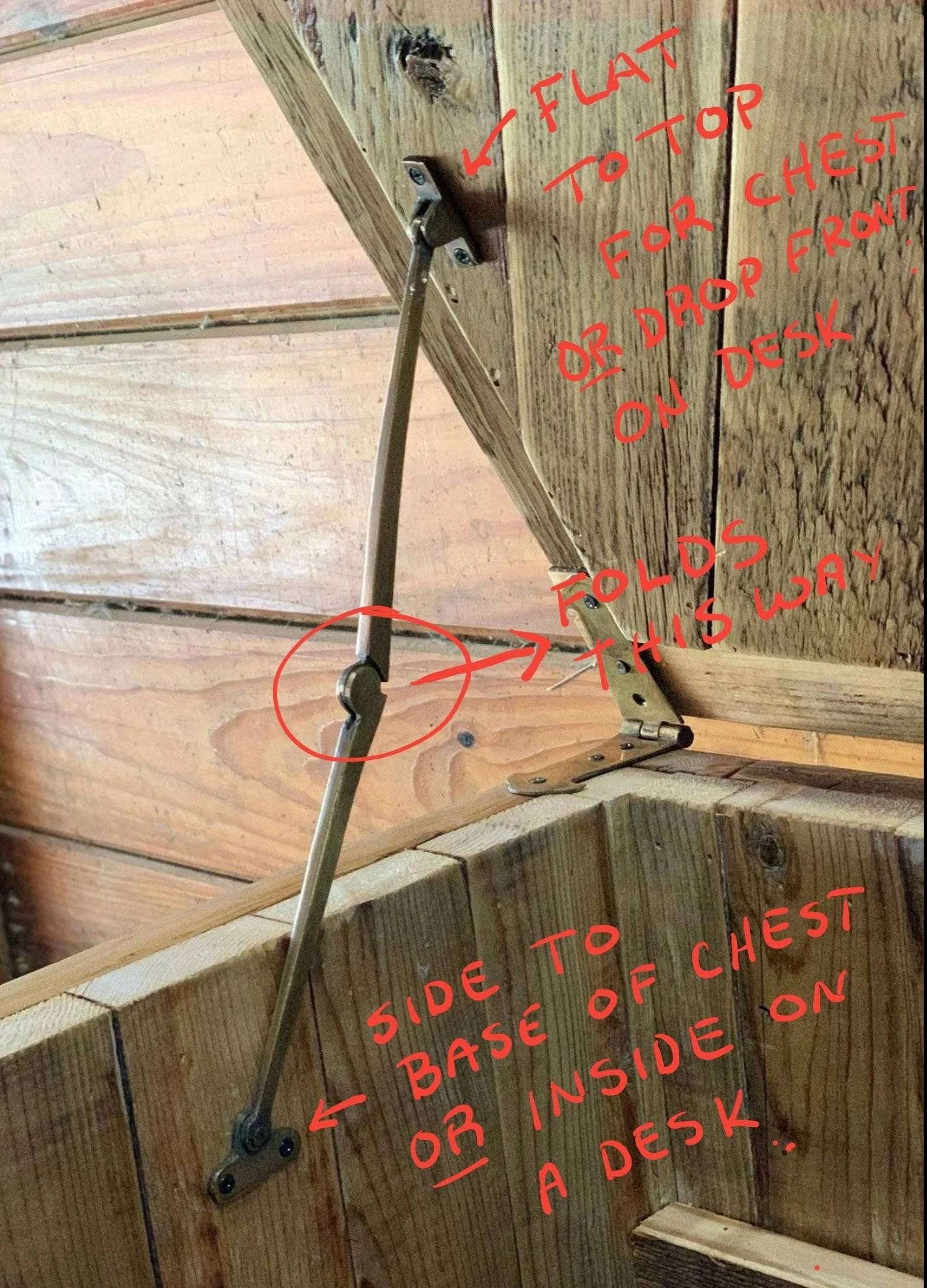 Salvage Antique Drop Front Desk Hinges or for Old Trunk Box Lid. Long 5 1/2" #X26