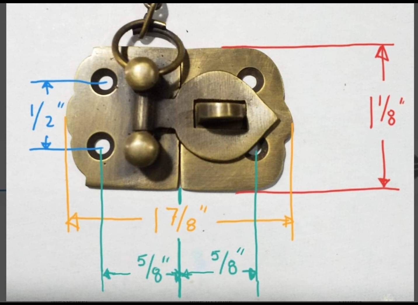 Unique Vintage Cabin Cabinet Door Pin Latch, Solid Brass Hasp Lock Gate.Unlaquered. 1 3/4" #X4