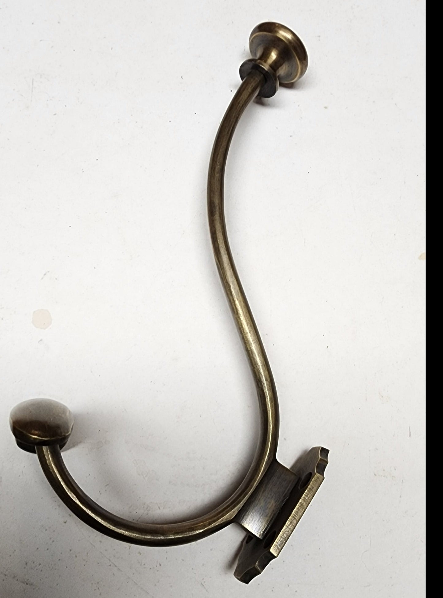 1 Large Antique Style Solid Brass Wall Mount double Hook Coat / Hat Rack #Q10