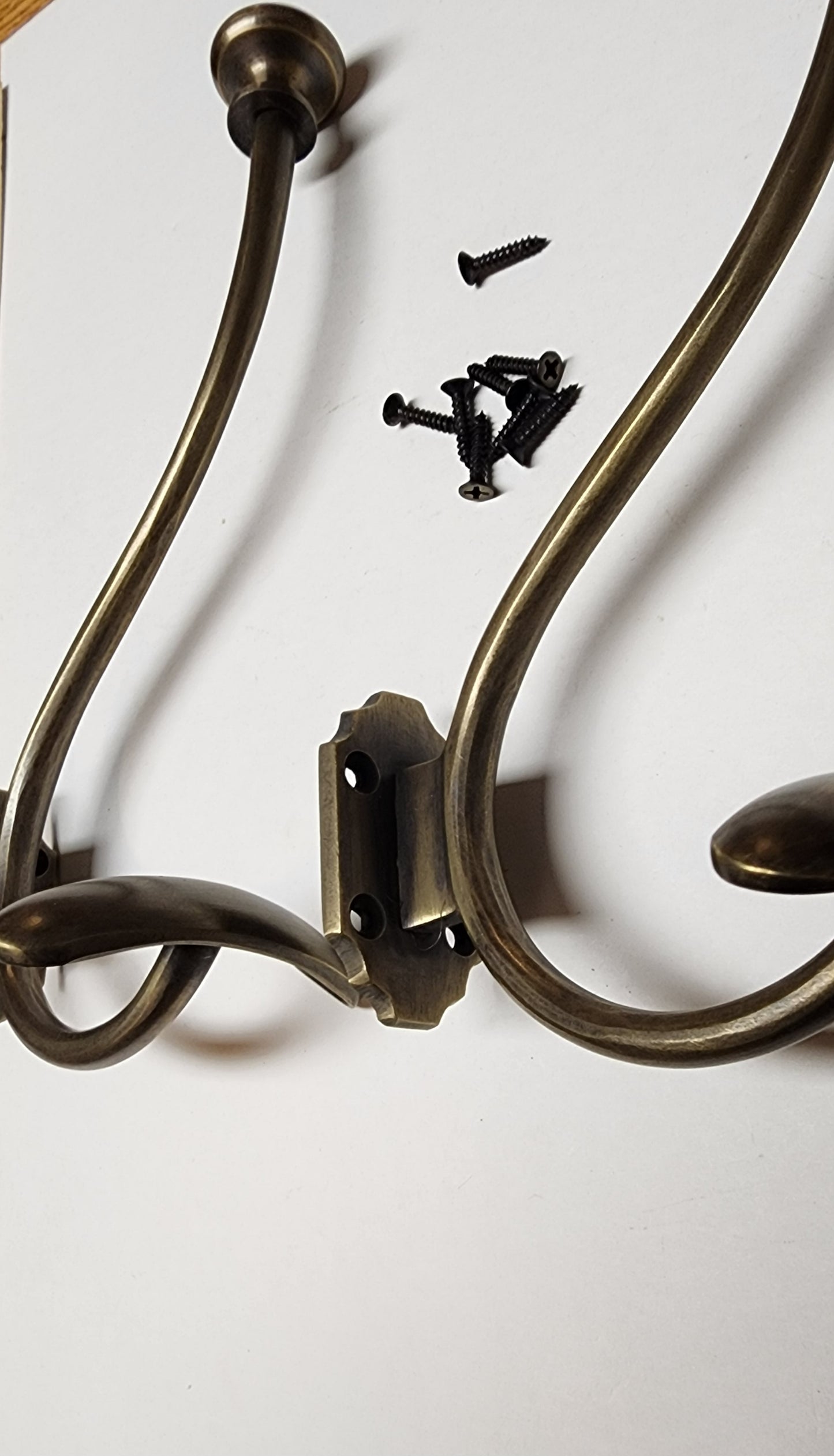 1 Large Antique Style Solid Brass Wall Mount double Hook Coat / Hat Rack #Q10