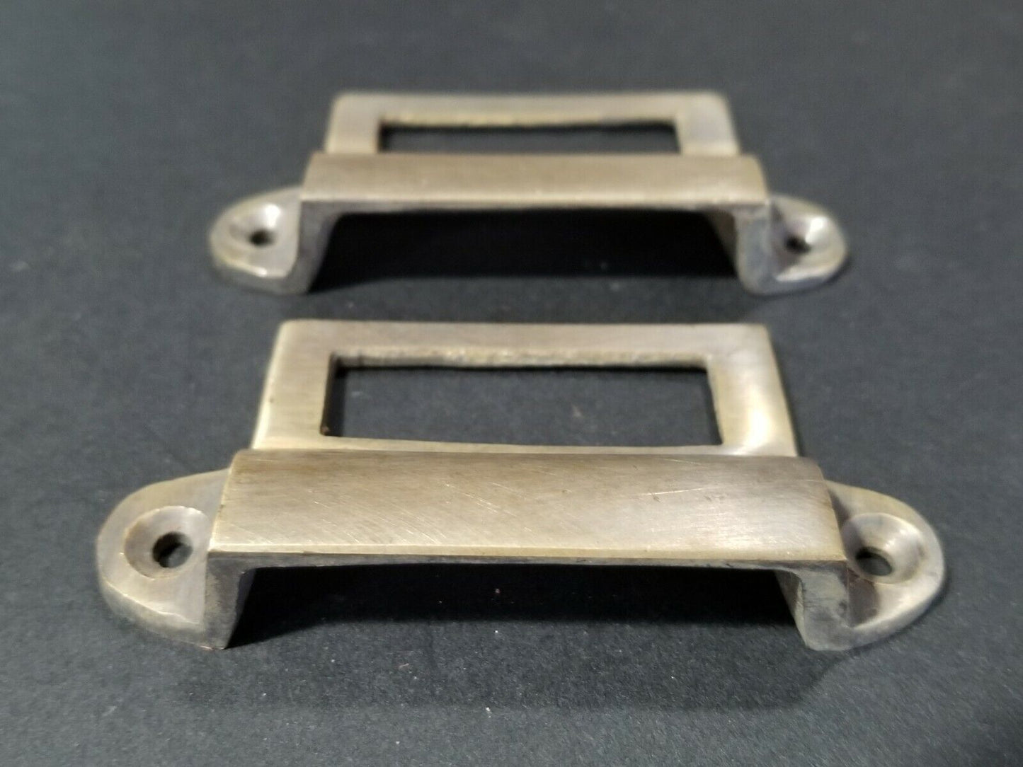 2 Antique Style Card File Cabinet Handle, File Label Holders with Cup Pull #A17