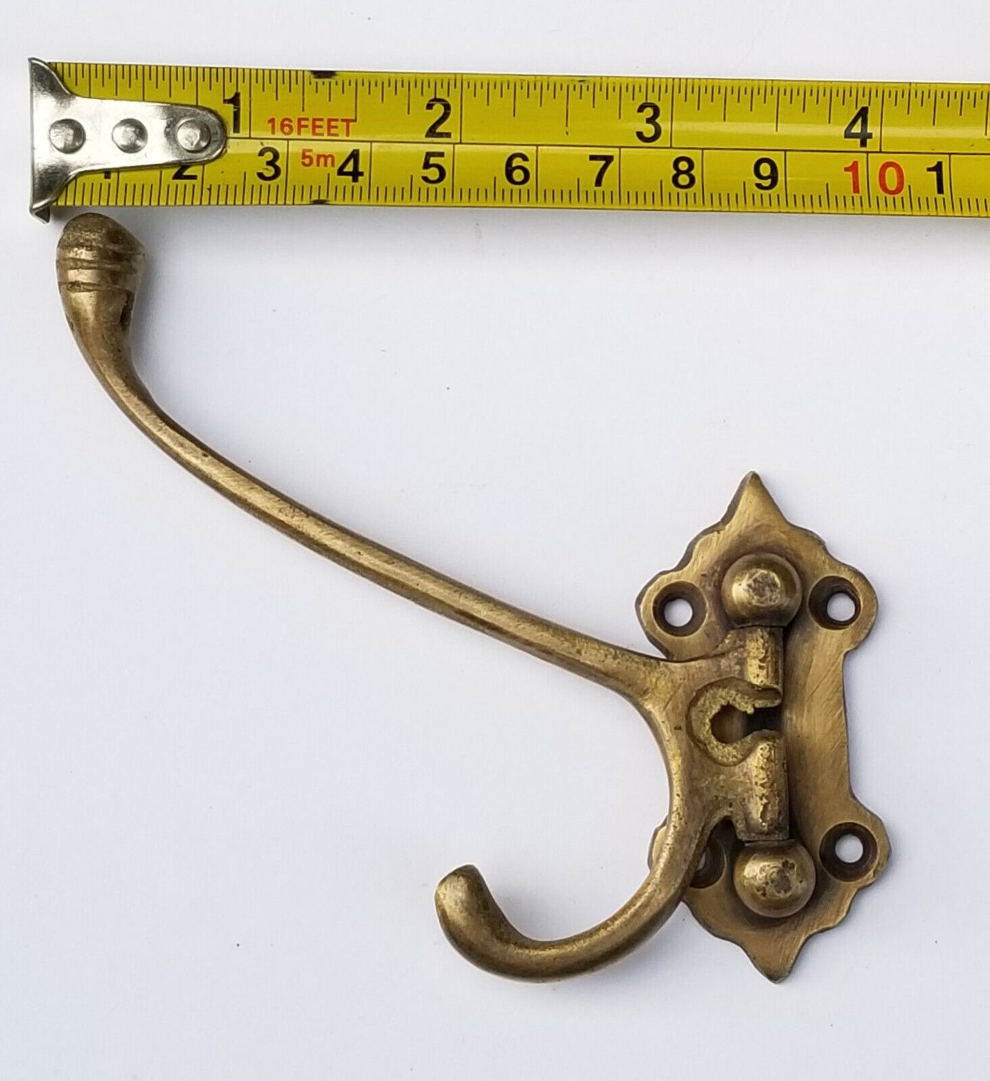 Antique Style Solid Brass Double Wall Mount 180° Swivel Coat Hat Towel Hook #C24