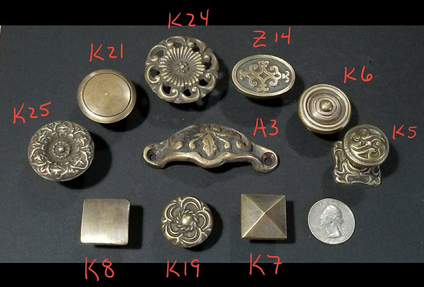 6 Ant style Brass 2-3/8"ctr Oak Leaf Apothecary Cabinet Drawer Handle Pulls #A3