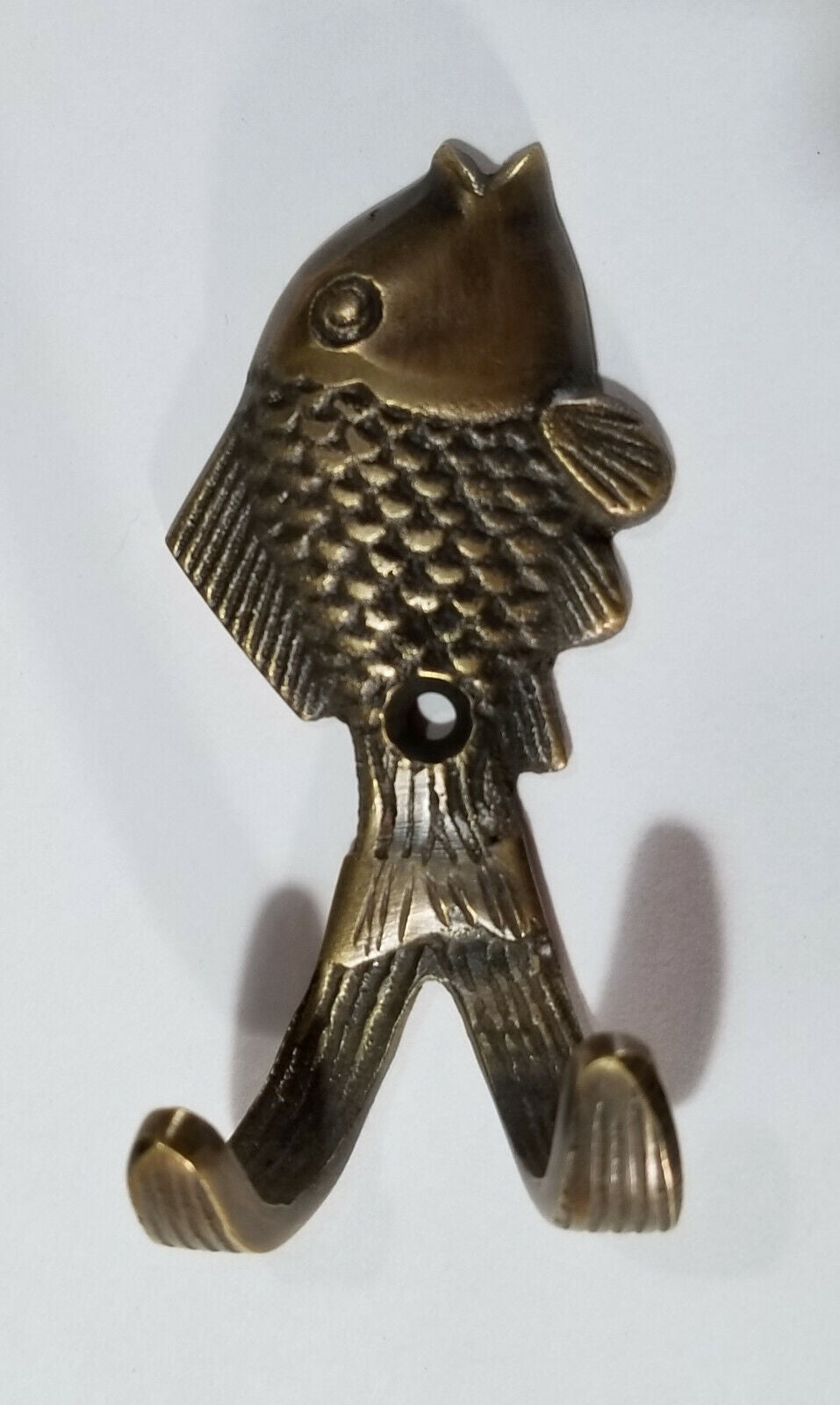 2 Vintage Style FISH HOOKS Solid Brass Coat Hat Towel Hanger 3" #C23