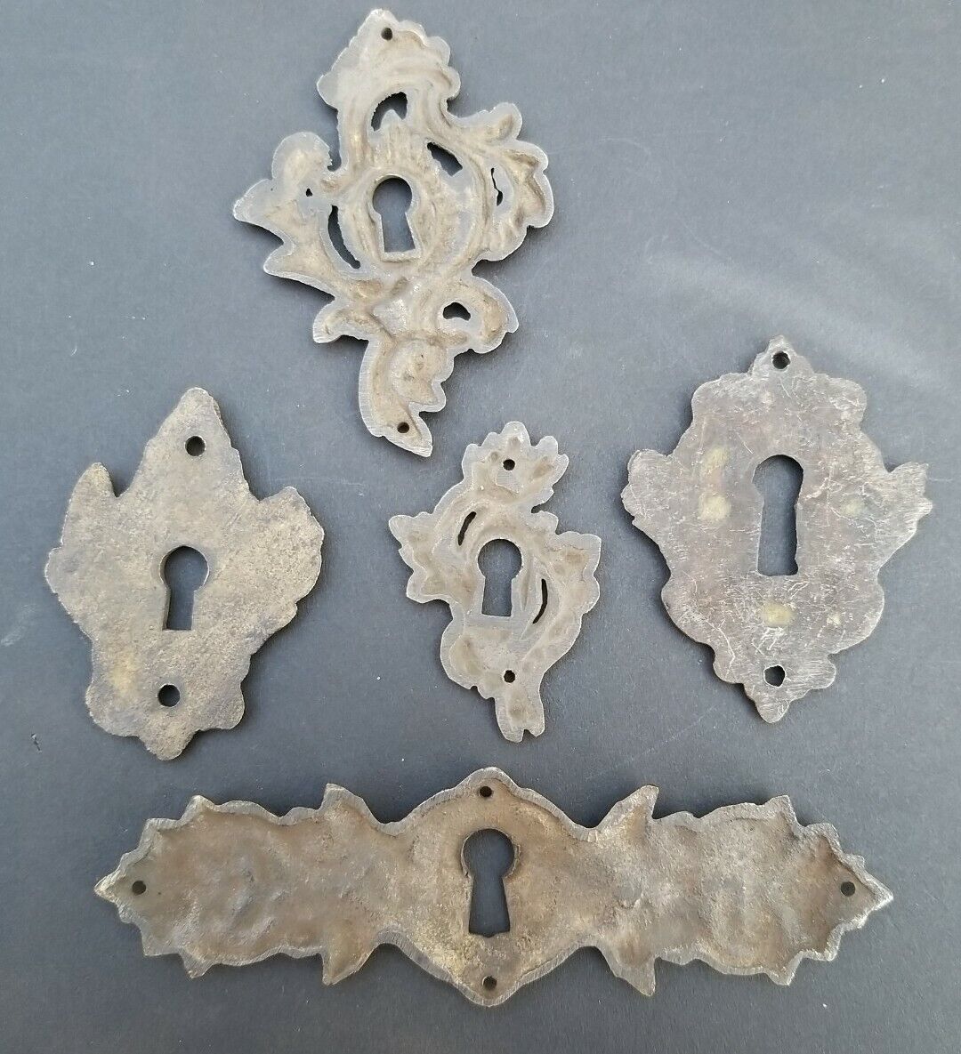 5 Various Antique Style Escutcheon Key Hole Covers Ornate 1-4" Solid Brass #E24
