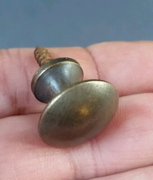 1 x Solid Brass small Round Barrister Bookcase screw-in Knob 3/4" dia. #K1